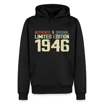 1946 Cadeau Anniversaire 1946 Vintage 1946 Rétro - Sweat à capuche Premium bio Homme - noir - Devant - Nico (187cm)