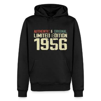 1956 Geburtstagsgeschenk 1956 Jahrgang 1956 Retro - Männer Premium Bio Hoodie - Schwarz - Vorne - Nico (187cm)