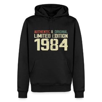 1984 Cadeau Anniversaire 1984 Vintage 1984 Rétro - Sweat à capuche Premium bio Homme - noir - Devant - Nico (187cm)