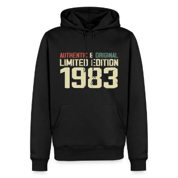 1983 Cadeau Anniversaire 1983 Vintage 1983 Rétro - Sweat à capuche Premium bio Homme - noir - Devant - Nico (187cm)