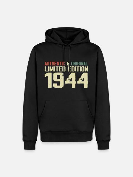 1944 verjaardagscadeau 1944 vintage 1944 retro - Mannen Premium Bio hoodie - zwart