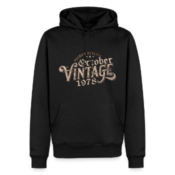 Oktober Geburtstagsgeschenk | Geboren im Oktober 1978 - Männer Premium Bio Hoodie - Schwarz - Vorne - Nico (187cm)