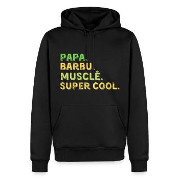 cadeau homme papa barbu humour - Sweat à capuche Premium bio Homme - noir - Devant - Nico (187cm)