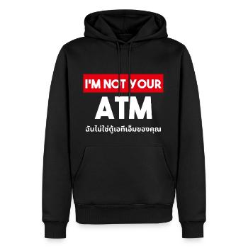 Je ne suis pas votre distributeur automatique de billets avec l’écriture thaïlandaise - Sweat à capuche Premium bio Homme - noir - Devant - Nico (187cm)