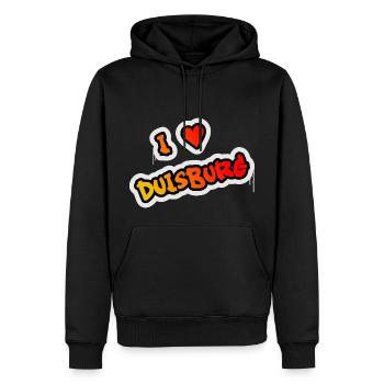 I love Duisburg - Männer Premium Bio Hoodie - Schwarz - Vorne - Nico (187cm)