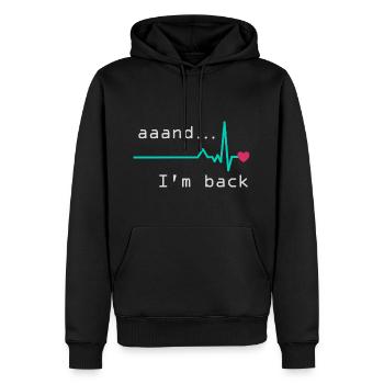 Uuund ich bin zurück, Herzinfarkt Überlebender - Männer Premium Bio Hoodie - Schwarz - Vorne - Nico (187cm)