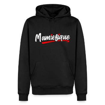 Mamiefique Mamie Magnifique Mamie-fique Grand Mère - Sweat à capuche Premium bio Homme - noir - Devant - Nico (187cm)