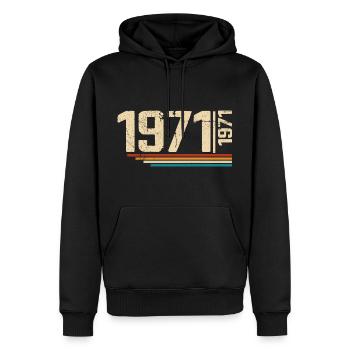 Millésime Anniversaire 1971 Fête Anniversaire 1971 - Sweat à capuche Premium bio Homme - noir - Devant - Nico (187cm)