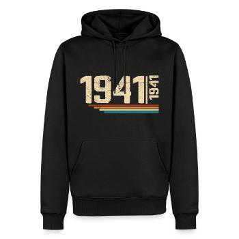 Millésime Anniversaire 1941 Fête Anniversaire 1941 - Sweat à capuche Premium bio Homme - noir - Devant - Nico (187cm)