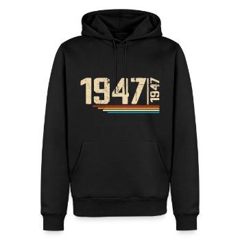 Vintage-Geburtstag 1947. Geburtstagsfeier 1947 - Männer Premium Bio Hoodie - Schwarz - Vorne - Nico (187cm)