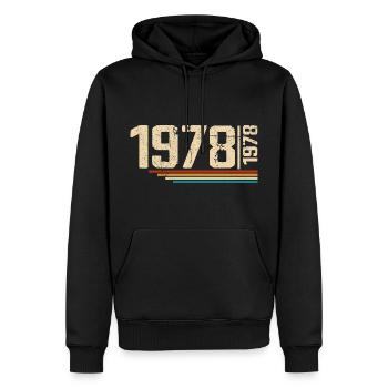 Millésime Anniversaire 1978 Fête Anniversaire 1978 - Sweat à capuche Premium bio Homme - noir - Devant - Nico (187cm)