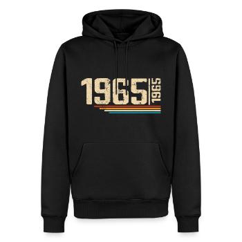 Millésime Anniversaire 1965 Fête Anniversaire 1965 - Sweat à capuche Premium bio Homme - noir - Devant - Nico (187cm)
