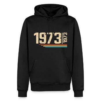 Millésime Anniversaire 1973 Fête Anniversaire 1973 - Sweat à capuche Premium bio Homme - noir - Devant - Nico (187cm)