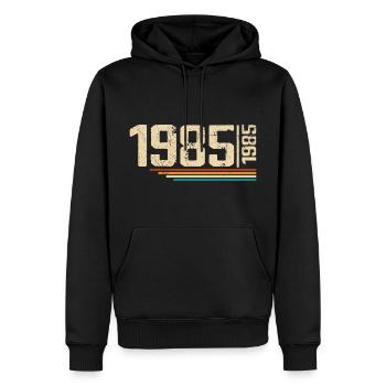 Millésime Anniversaire 1985 Fête Anniversaire 1985 - Sweat à capuche Premium bio Homme - noir - Devant - Nico (187cm)