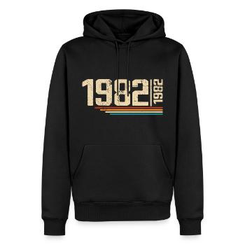 Millésime Anniversaire 1982 Fête Anniversaire 1982 - Sweat à capuche Premium bio Homme - noir - Devant - Nico (187cm)