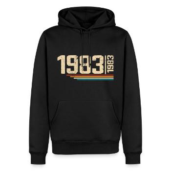 Millésime Anniversaire 1983 Fête Anniversaire 1983 - Sweat à capuche Premium bio Homme - noir - Devant - Nico (187cm)