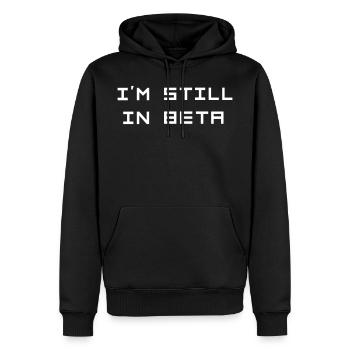Je suis encore en beta - Sweat à capuche Premium bio Homme - noir - Devant - Nico (187cm)