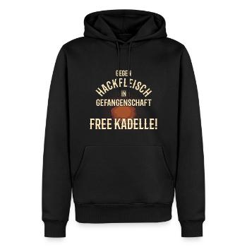 Hackfleisch in Gefangenschaft FREE KADELLE Metzger - Männer Premium Bio Hoodie - Schwarz - Vorne - Nico (187cm)