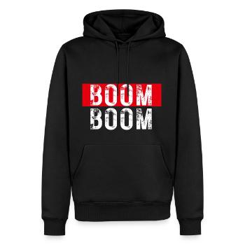 Boom Boom - Männer Premium Bio Hoodie - Schwarz - Vorne - Nico (187cm)