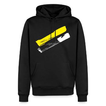 Brushstroke Lines / Stripes Design - Men’s Premium Organic Hoodie - black - Front - Nico (187cm)
