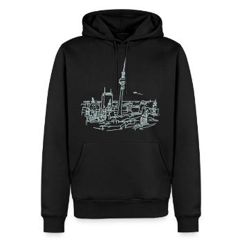 Berlin Panorama - Männer Premium Bio Hoodie - Schwarz - Vorne - Nico (187cm)