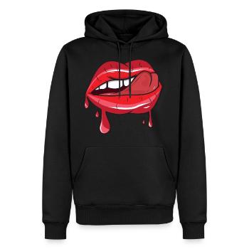 Triad King Pop Art Tongue Me Print - Men’s Premium Organic Hoodie - black - Front - Nico (187cm)
