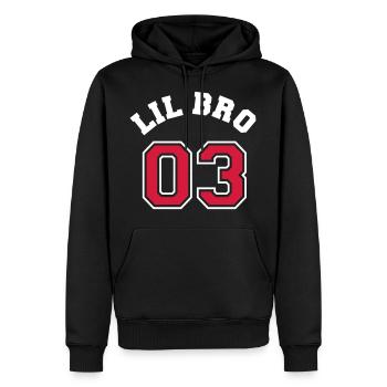 Lil Bro 03 - Little Brother - Männer Premium Bio Hoodie - Schwarz - Vorne - Nico (187cm)