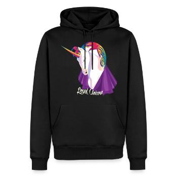 Königliches Rosa Einhorn mit Umhang - Männer Premium Bio Hoodie - Schwarz - Vorne - Nico (187cm)