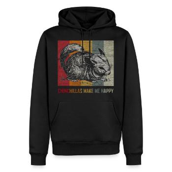 Chinchilla Maus Nagetier Haustier Retro Geschenk - Männer Premium Bio Hoodie - Schwarz - Vorne - Nico (187cm)
