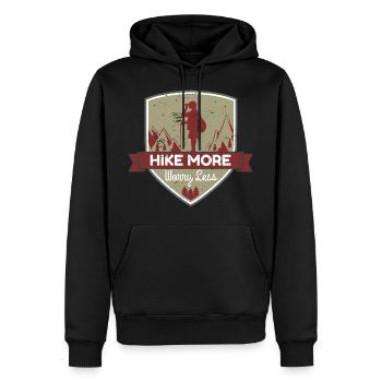 Plus de randonnée Moins inquiétant - Sweat à capuche Premium bio Homme - noir - Devant - Nico (187cm)