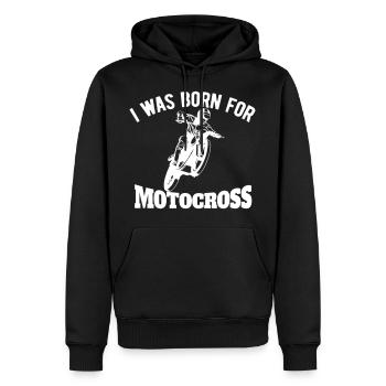 Motocross Je suis né pour le motocross - Sweat à capuche Premium bio Homme - noir - Devant - Nico (187cm)