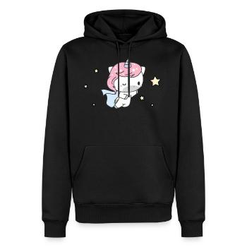 super-héros de licorne mignon - Sweat à capuche Premium bio Homme - noir - Devant - Nico (187cm)