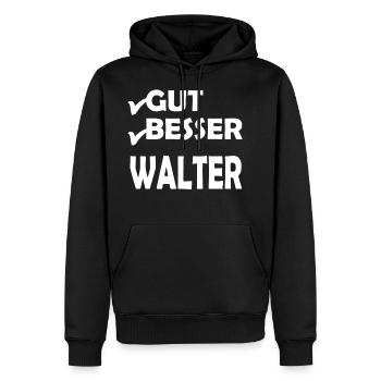 Walter - Männer Premium Bio Hoodie - Schwarz - Vorne - Nico (187cm)