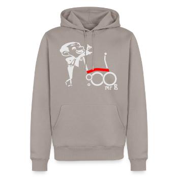 CHAINSTORY X Brompton Mr. B - Men’s Premium Organic Hoodie - taupe - Front - Nico (187cm)