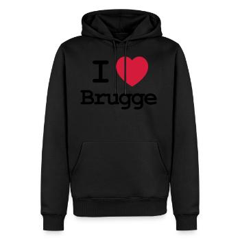 J'aime Bruges - Sweat à capuche Premium bio Homme - noir - Devant - Nico (187cm)