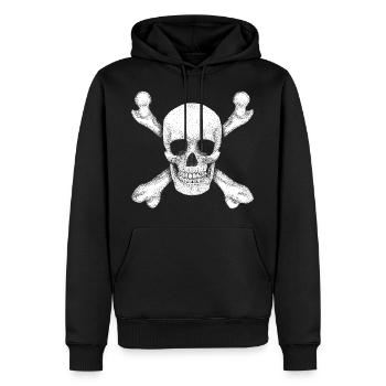 Jolly Roger Pirate Skull - Men’s Premium Organic Hoodie - black - Front - Nico (187cm)