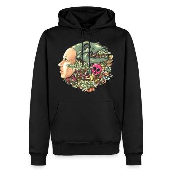 Hut-Schädel-Gekritzel - Männer Premium Bio Hoodie - Schwarz - Vorne - Nico (187cm)