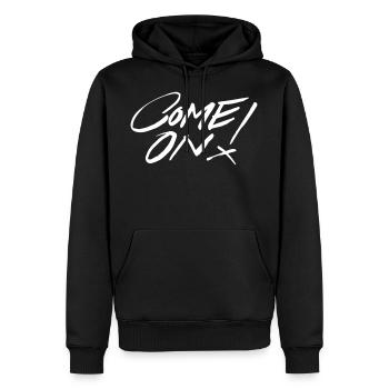 Come On - Männer Premium Bio Hoodie - Schwarz - Vorne - Nico (187cm)
