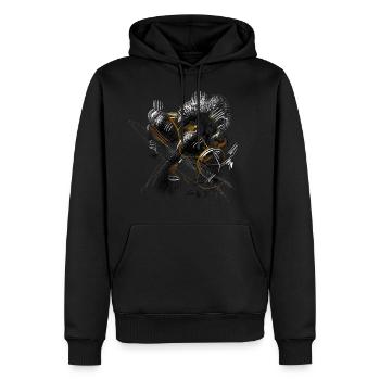 Abstract - Men’s Premium Organic Hoodie - black - Front - Nico (187cm)