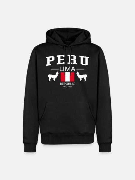 Pérou - Sweat à capuche Premium bio Homme - noir