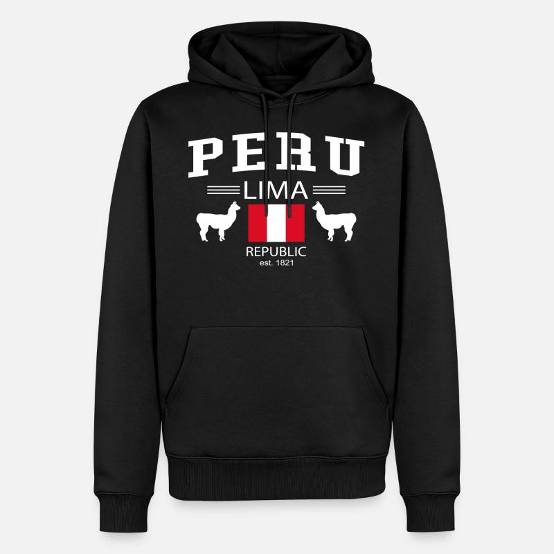 Pérou - Sweat à capuche Premium bio Homme - noir