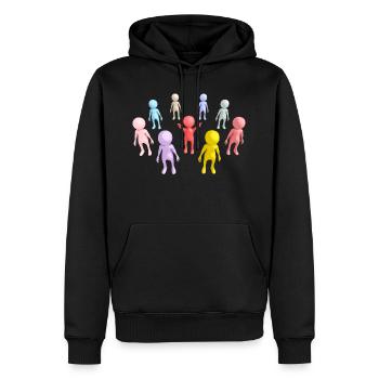 Gruppe mit 3D Figuren - Männer Premium Bio Hoodie - Schwarz - Vorne - Nico (187cm)