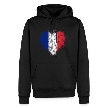 Herz Frankreich Flagge Vintage - Männer Premium Bio Hoodie - Schwarz - Vorne - Nico (187cm)