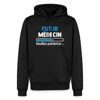 Zukünftiger Arzt bitte warten - Männer Premium Bio Hoodie - Schwarz - Vorne - Nico (187cm)