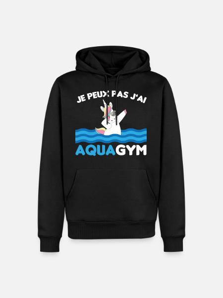 cadeau aquagym marrant licorne piscine - Sweat à capuche Premium bio Homme - noir