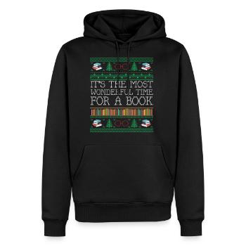 T-shirt de Noël pour les amateurs de livres Apprendre à lire - Sweat à capuche Premium bio Homme - noir - Devant - Nico (187cm)
