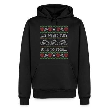 Ugly Christmas Sweater Ride Bike Cyclist Funny - Männer Premium Bio Hoodie - Schwarz - Vorne - Nico (187cm)