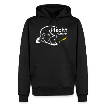 Hecht Flüsterer - Männer Premium Bio Hoodie - Schwarz - Vorne - Nico (187cm)
