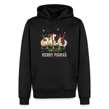 Trois lumières de Noël cochon d'Inde Santa Hat Elf Gi - Sweat à capuche Premium bio Homme - noir - Devant - Nico (187cm)