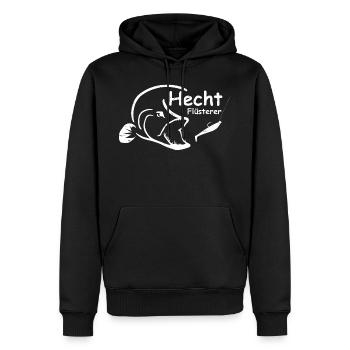 Hecht Flüsterer - Raubfische Angeln - Männer Premium Bio Hoodie - Schwarz - Vorne - Nico (187cm)